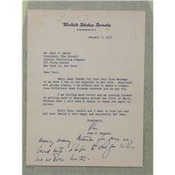 John F. Kennedy Letter Signed "John" as U.S. Senator. One page, 8 1/8" x 6 1/8"; January 7, 1955