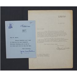 Douglas MacArthur and Jean MacArthur Typed Signed Letters; Aug. 29, 1951 and Jan. 10, 1955
