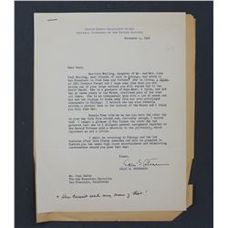 Adlai E. Stevenson Letter as Delegate to the United Nations. One page; 10 1/2" x 8", Dec. 4, 1946