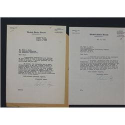 Two Robert A. Taft Typed Letters Signed "Rob. A. Taft" as U.S. Senator; ea. 10 1/2" x 8 1/8" 1952-53