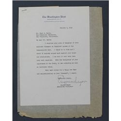 Eugene Meyer Letter Signed as Washington Post Editor. One page, 9 5/8" x 6 7/8"; January 2, 1946