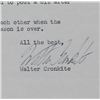 Image 3 : Walter Cronkite Letter Signed as CBS Anchor/Host. One page, 10 1/2" x 7 1/4"; October 5, 1956