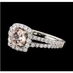 0.80 ctw Morganite and Diamond Ring - 18KT White Gold