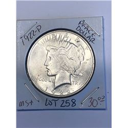 1922 P Silver Peace Dollar MS  High Grade Nice Early US Coin