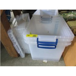 6 New Plastic Bins with Lids