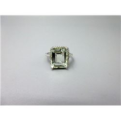 7.25 CT Green Amethyst & Diamond Dinner Ring