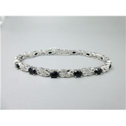 7.8 CT Sapphire & Diamond Tennis Bracelet