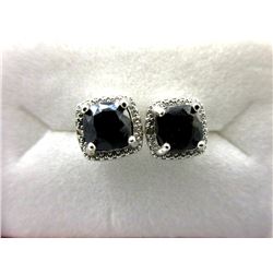 New Sapphire & Diamond Princess Cut Earrings