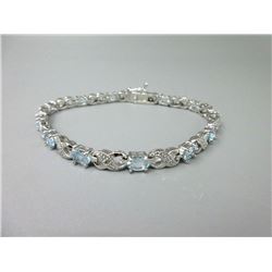 Diamond & Blue Topaz Tennis Bracelet