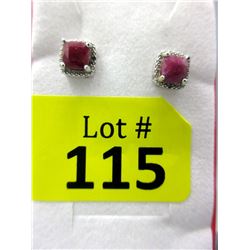 New Ruby & Diamond Sterling Silver Stud Earrings