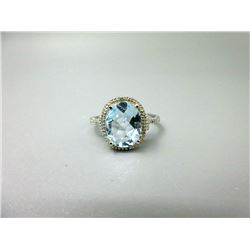 Baby Blue Topaz & Diamond Solitaire Ring