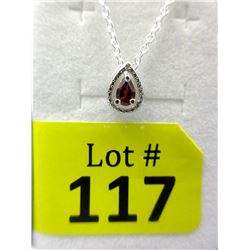 Garnet & Diamond Sterling Silver Pendant