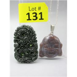 Happy Buddha Pendant  & Jade Dragon Pendant