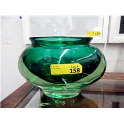 Heavy Green Cased Glass Art Vase