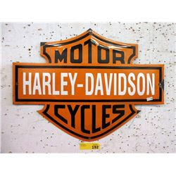 Vintage Orange Harley Davidson Porcelain Sign