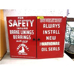 Vintage "National Oil Seals" Cabinet & Contents