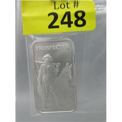 1 Oz Prospector/Mule motif .999 Silver Bar