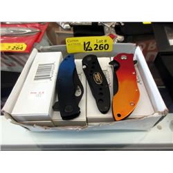12 New Folding Knives with 3" Blades