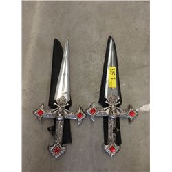 2 New Stainless Steel Knives with Sheaths