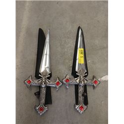 2 New Stainless Steel Knives with Sheaths