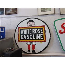Large Enameled "White Rose Gasoline" Sign