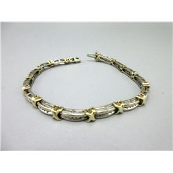 10KT White & Yellow Gold Diamond Tennis Bracelet