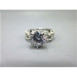 Sterling Silver & 3 Carat Crystal Wedding Ring Set