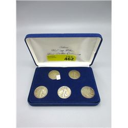 Five Walking Liberty 90% Silver Half Dollars