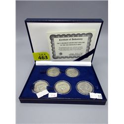 5 Franklin 90% Silver Half Dollars