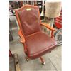 Image 1 : Rolling Wood & Leather Swivel Chair