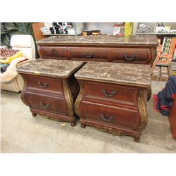 3 Piece Marble Topped Bedroom Set