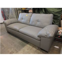 New 82" Grey Bonded Leather Sofa