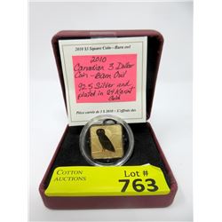 24KT Gold Plated Sterling Silver  Barn Owl Coin