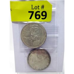 Two Vintage Canadian 80% Silver Dollar Coins