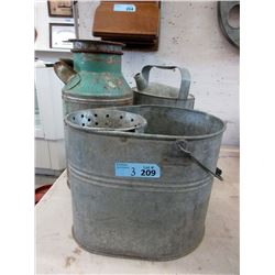 Galvanized Cream Can, Watering Can & Bucket