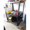 Image 1 : 3 Tier Rolling Metal Cart with Electrical Plug Ins