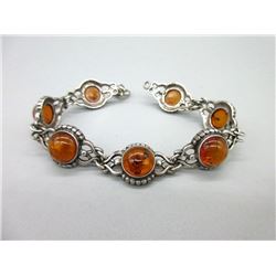 Vintage Valerio Baltic Amber Sterling Bracelet
