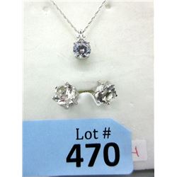 Sterling Silver & Crystal Necklace & Earring Set