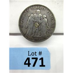 1875 French Franc Brooch with Gemstone