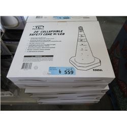 6 New 20" Collapsible Safety Cones with LED