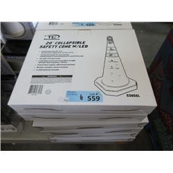 6 New 20" Collapsible Safety Cones with LED