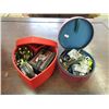 Image 2 : 2 Large Jewelry Boxes & Contents