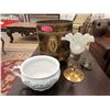 Image 1 : Vintage Chamber Pot, Brass Coal Scuttle & Lamp