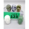 Image 1 : Five Carved Gemstone 3D Skulls