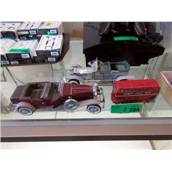 Corgi Bus and 2 Franklin Mint Car Models