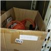 Image 1 : BOX OF ELECTRICAL CORD, HAMMER, AND OTHER TOOLS