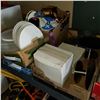 Image 1 : 3 BOXES OF CAKE STANDS, LAZY SUSANS, AND RIBBON