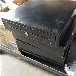 4 CASH DRAWERS AND TRAYS AND MOUNTING BRACKET