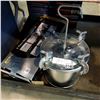 Image 1 : STEEL HIBACHI, BATH ACCESSORY SET, AND PAINT POT