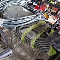 ARTIFICIAL GRASS CARPET 13FT x 41IN AND COMMERCIAL GARDEN HOSE APROX 100FT LONG, NEEDS ADAPTER
